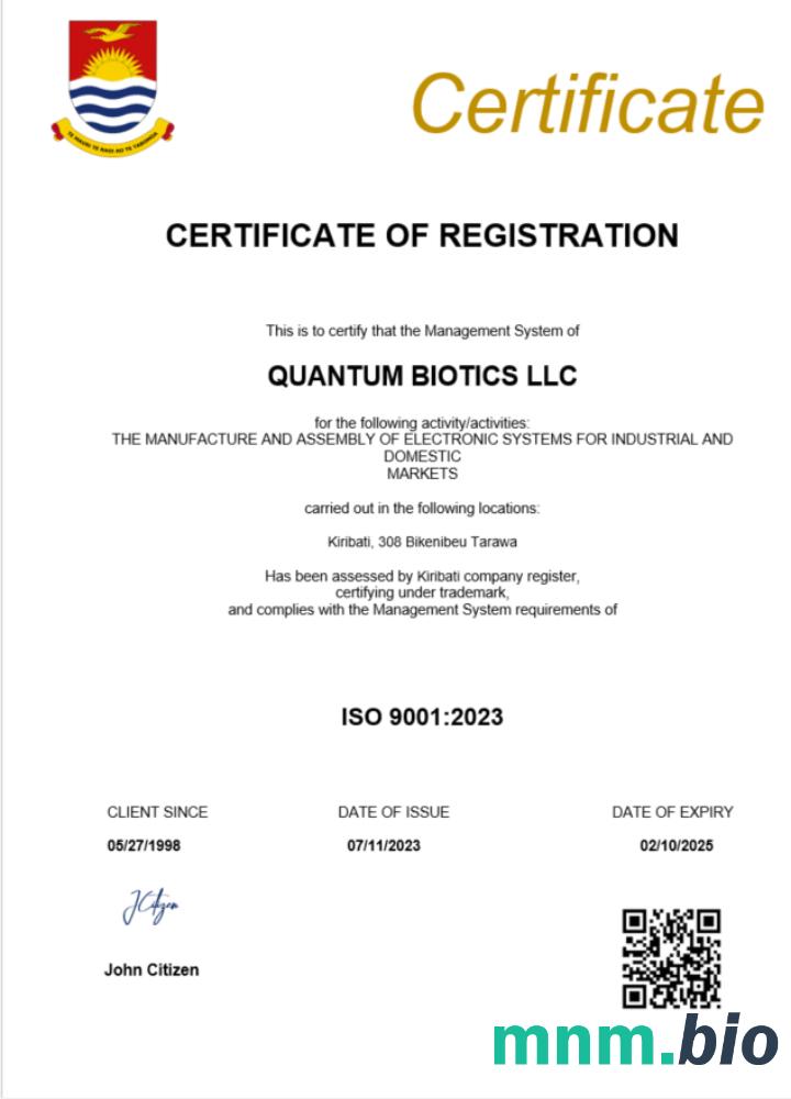 Kiribati business registration vcertyfikat Word i szablon PDF